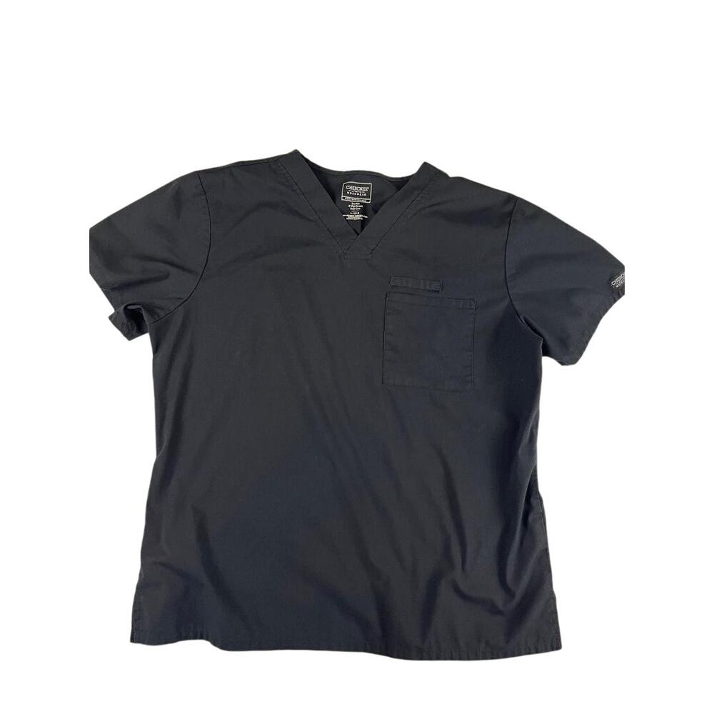 Cherokee Workwear Professionals Black Scrub Top Size Large V-Neck Medical